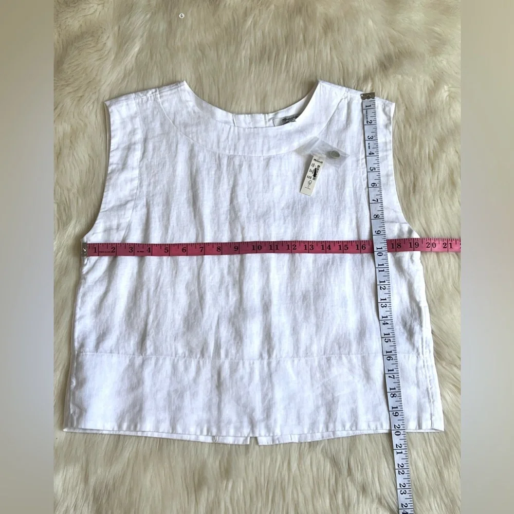 🆕Madewell Bateau-Neck Tank in 100% Linen COLOR Eyelet White Sz Small - Picture 9 of 12